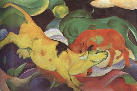 Franz Marc Cows,Yellow,Red Green (mk34) Sweden oil painting art